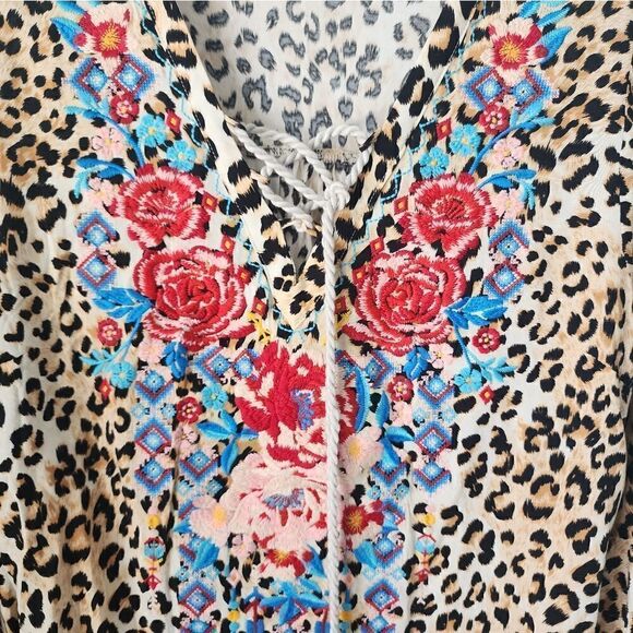 Impressions embroidery fan sleeve bohemian blouse - Picture 7 of 13